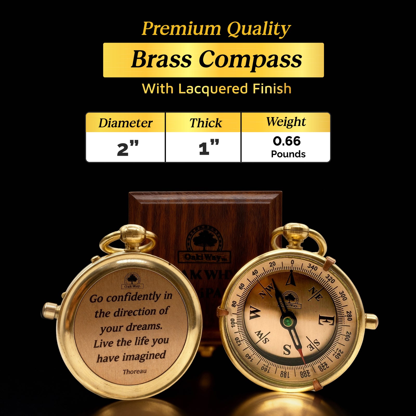 Dream Chaser Unique Compass in Wooden Box - Graduation Gifts for