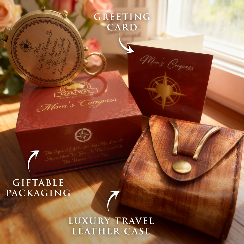 Mom's Compass Gold Makeup Mirror - Gifts for Mom from Daughter or Son - Birthday, Mothers Day, Sentimental & Meaningful Gift Idea
