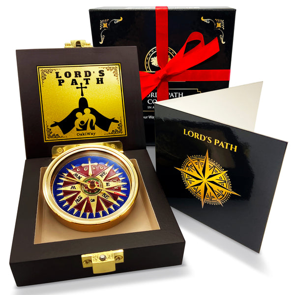 LORD's Path Compass – Communion & Confirmation Gift for Teenage Boys | Baptism Religious Gifts for Men, Christian, Catholic, Graduation | Sentimental & Inspirational Present – Greeting Card Included