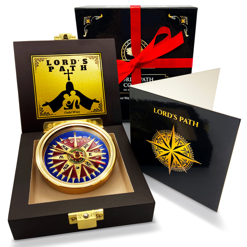 LORD's Path Compass – Communion & Confirmation Gift for Teenage Boys | Baptism Religious Gifts for Men, Christian, Catholic, Graduation | Sentimental & Inspirational Present – Greeting Card Included