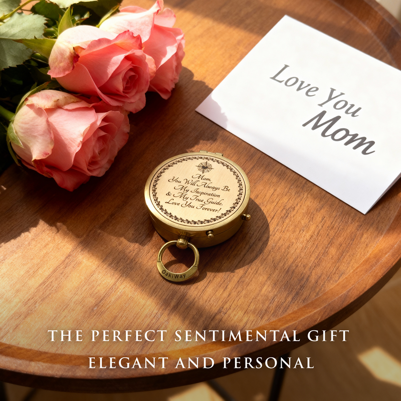 Mom's Compass Gold Makeup Mirror - Gifts for Mom from Daughter or Son - Birthday, Mothers Day, Sentimental & Meaningful Gift Idea