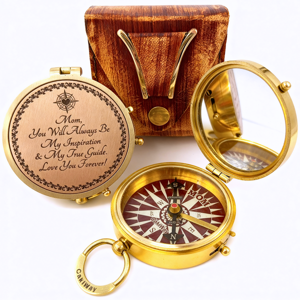 Mom's Compass Gold Makeup Mirror - Gifts for Mom from Daughter or Son - Birthday, Mothers Day, Sentimental & Meaningful Gift Idea