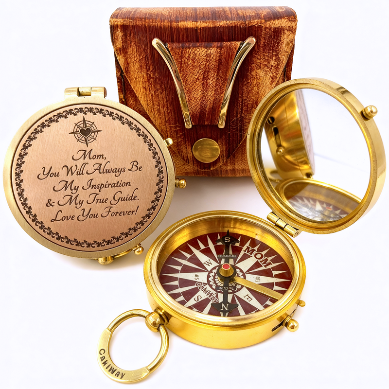 Mom's Compass Gold Makeup Mirror - Gifts for Mom from Daughter or Son - Birthday, Mothers Day, Sentimental & Meaningful Gift Idea