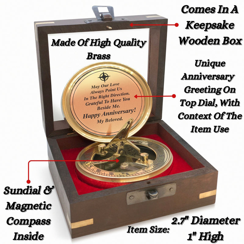 OakiWay Anniversary Sundial Compass - Amazing Anniversary Gift For Your Spouse