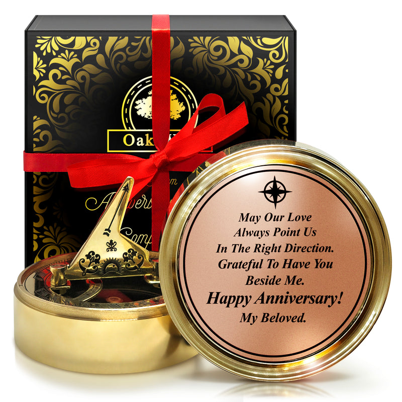OakiWay Anniversary Sundial Compass - Amazing Anniversary Gift For Your Spouse