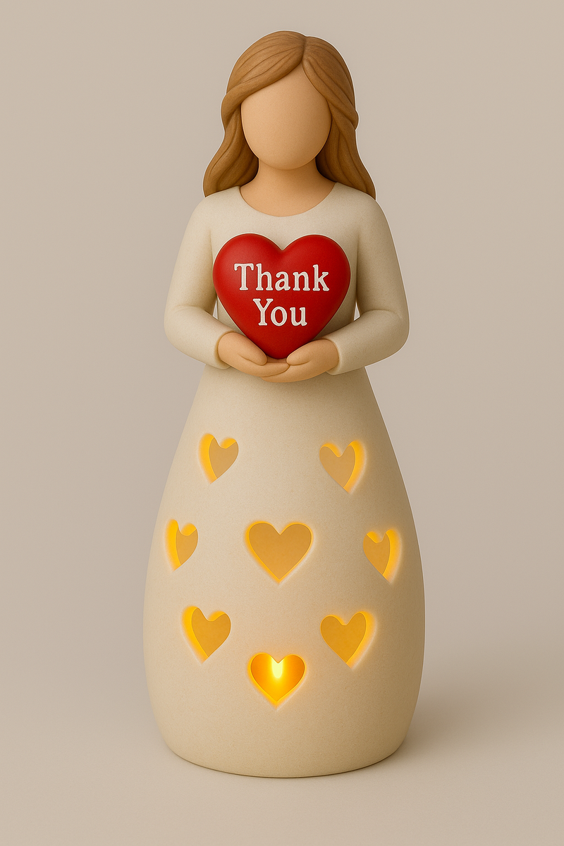Thank You Girl Candle Holder Figurine - Gift of Appreciation to Any Women