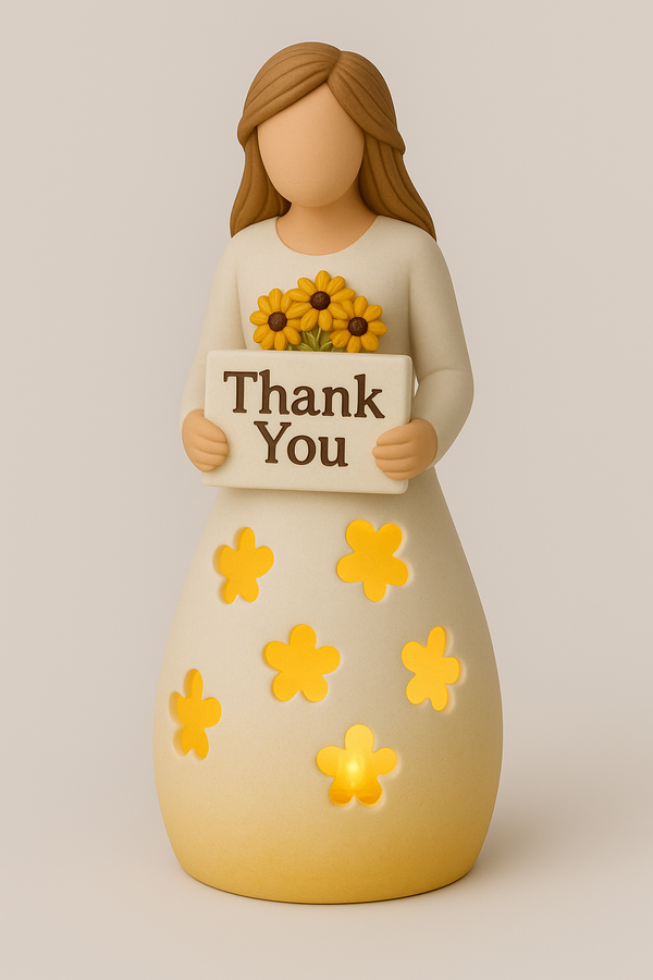Thank You Girl Candle Holder Figurine - Gift of Appreciation to Any Women