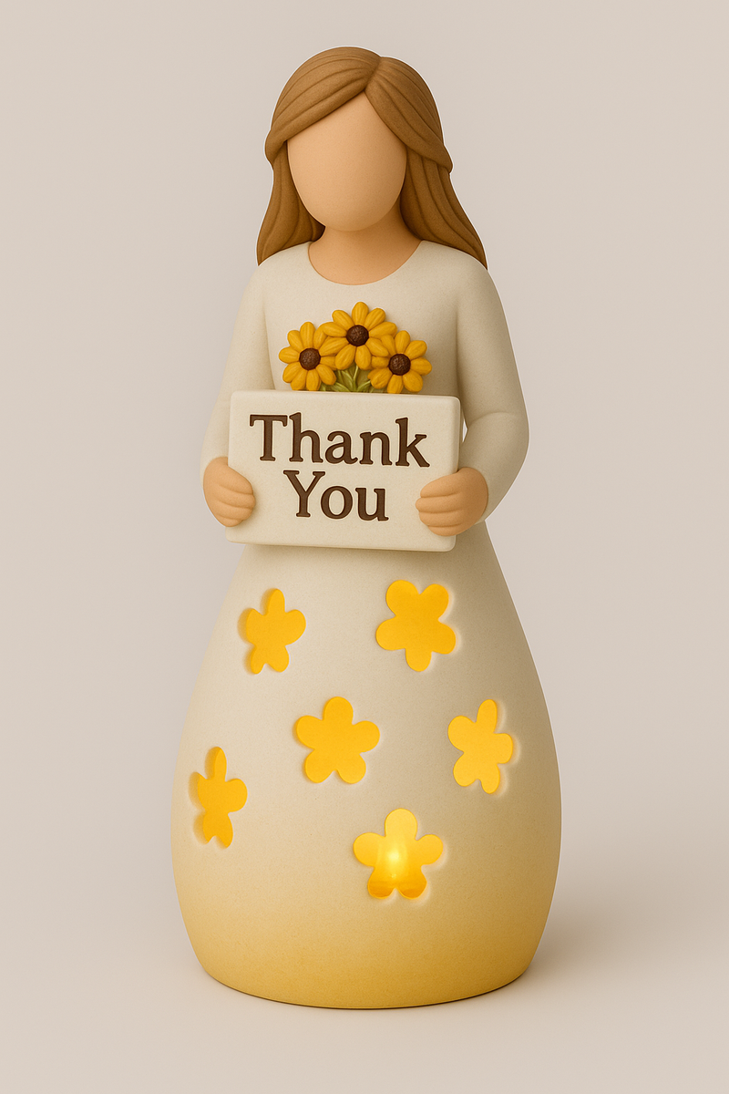 Thank You Girl Candle Holder Figurine - Gift of Appreciation to Any Women