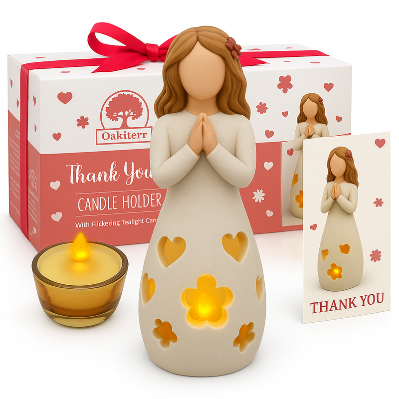 Thank You Girl Candle Holder Figurine - Gift of Appreciation to Any Women