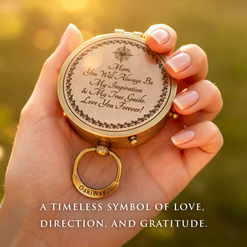Mom's Compass Gold Makeup Mirror - Gifts for Mom from Daughter or Son - Birthday, Mothers Day, Sentimental & Meaningful Gift Idea