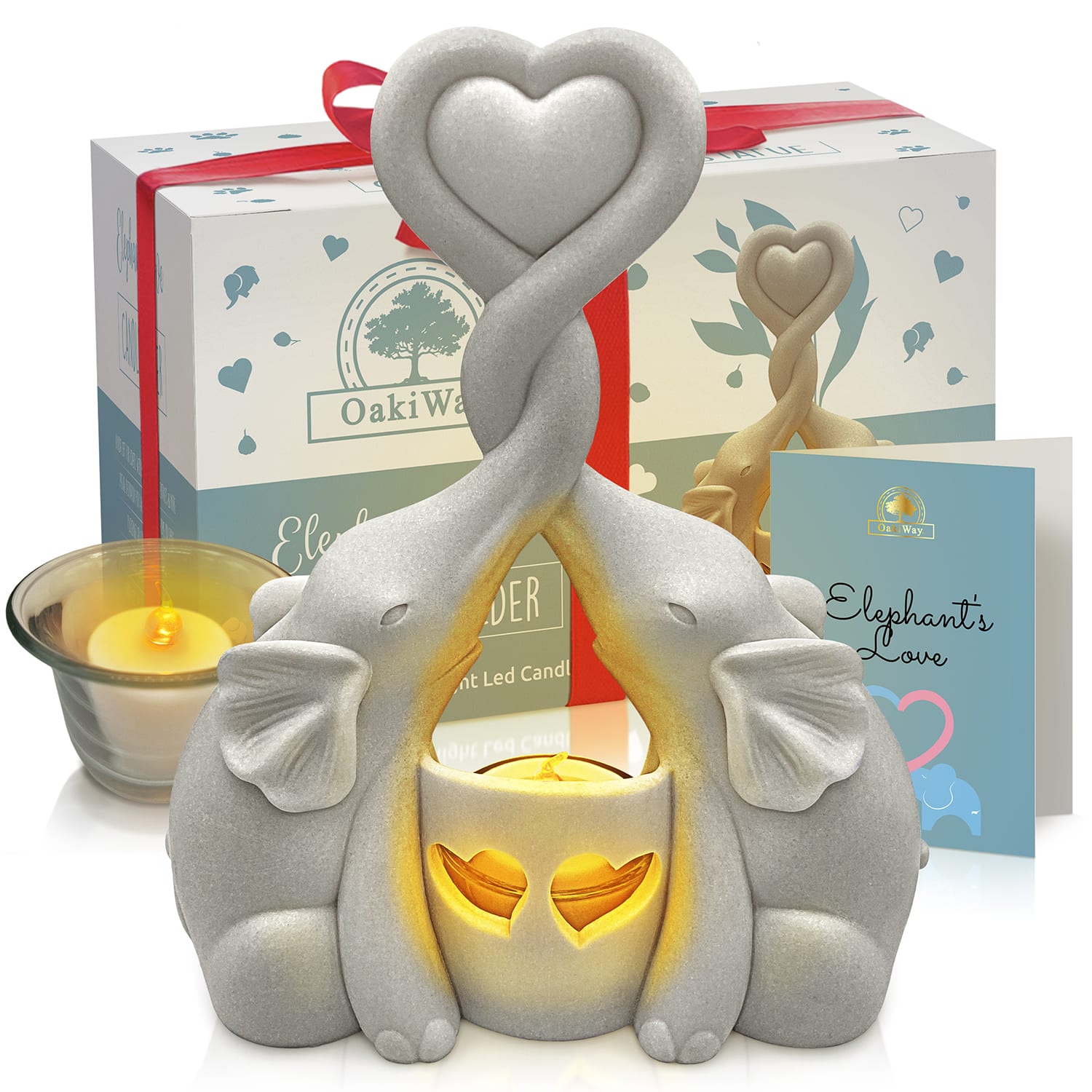 Anniversary & Couples Gifts - Elephants Love Candle Holder Statue