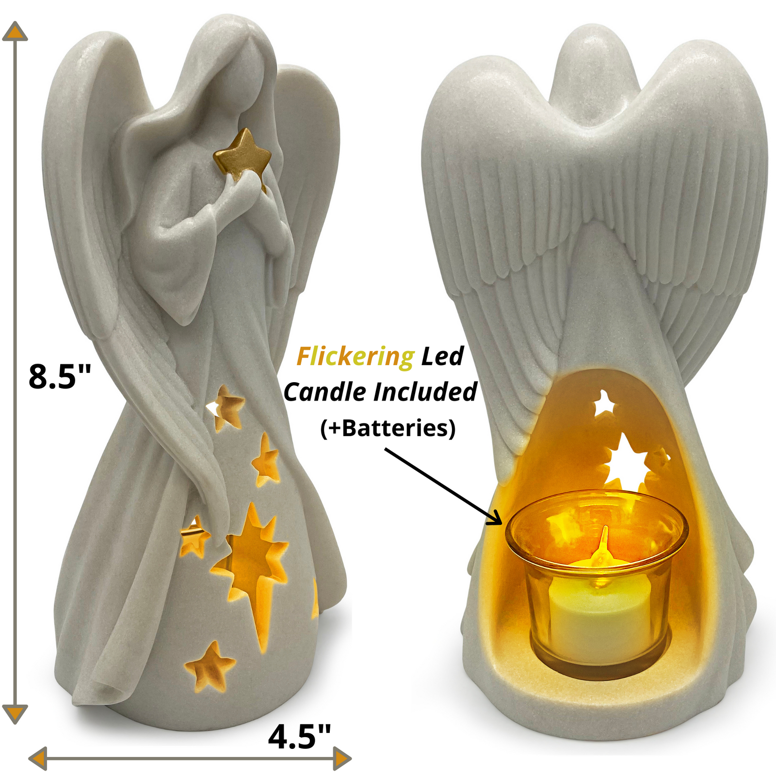 Star Angel Candle Holder Statue, Sympathy Gift for Loss of Loved