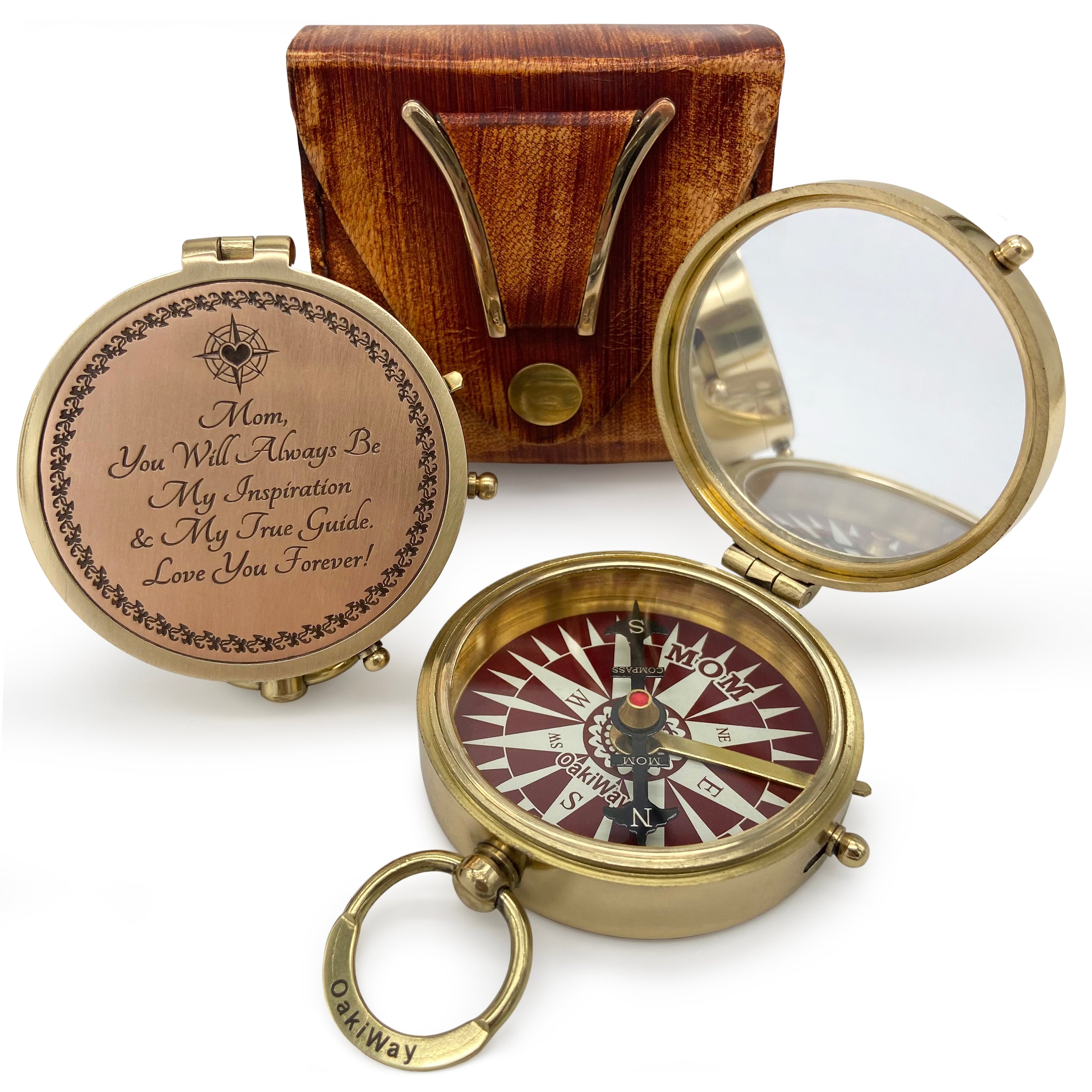 Gifts for Mom from Daughter or Son - Mom's Compass Gold Makeup Mirror - Birthday, Mothers Day, Sentimental & Meaningful Gift Idea