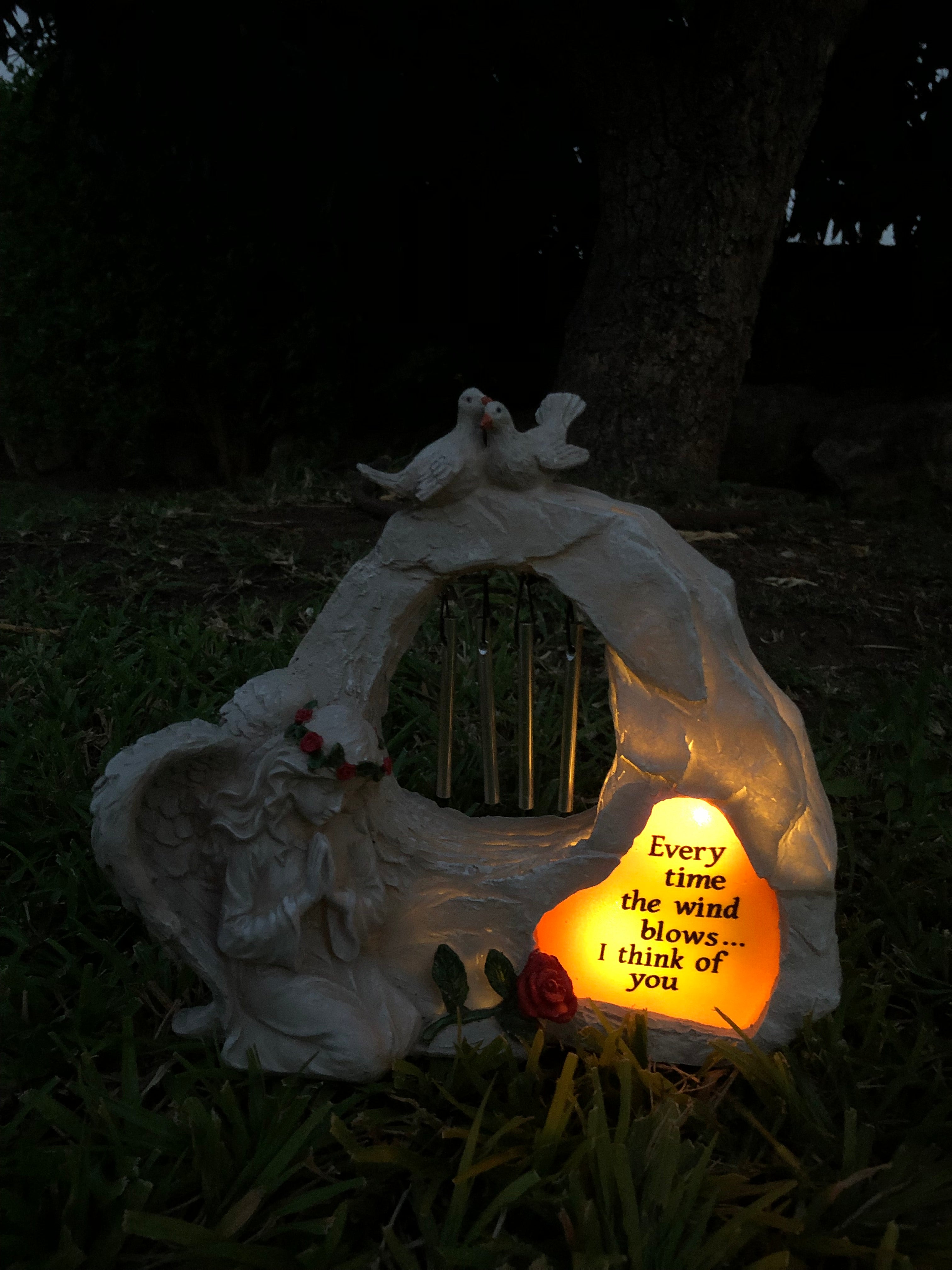 OakiWay Memorial - Windchimes Garden Stone With Led Light Quote