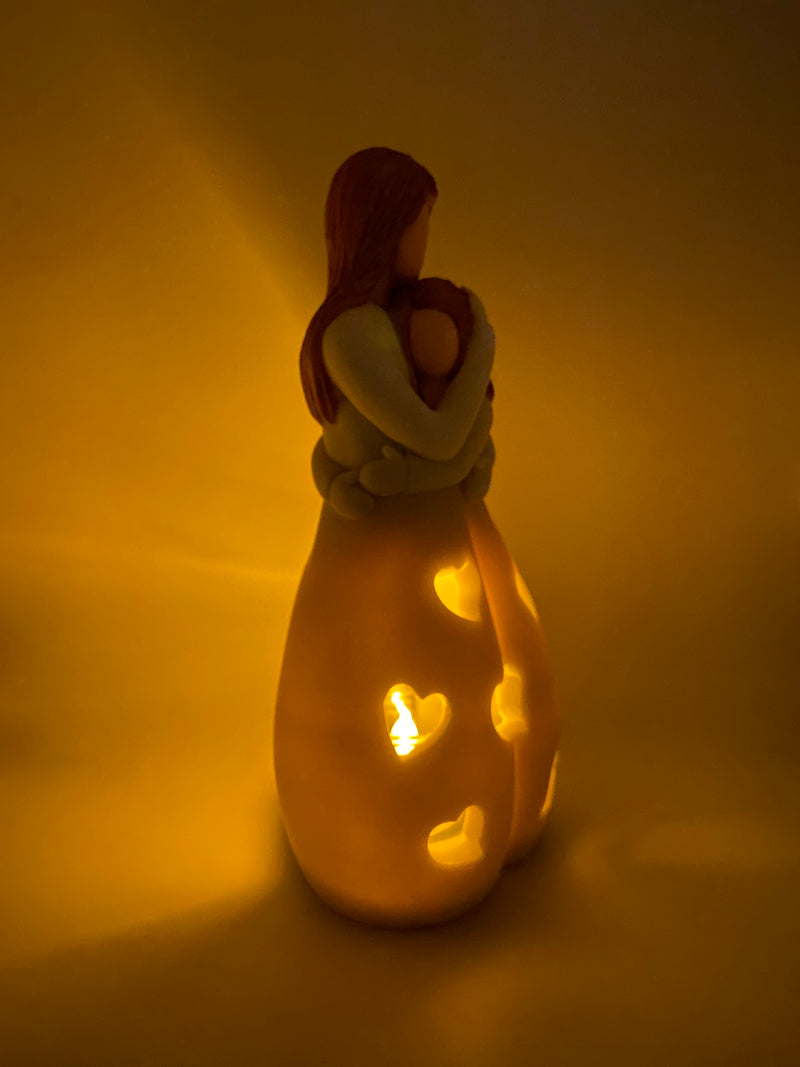Mom & Daughter Gifts - Candle Holder Statue W/ Flickering LED Candle