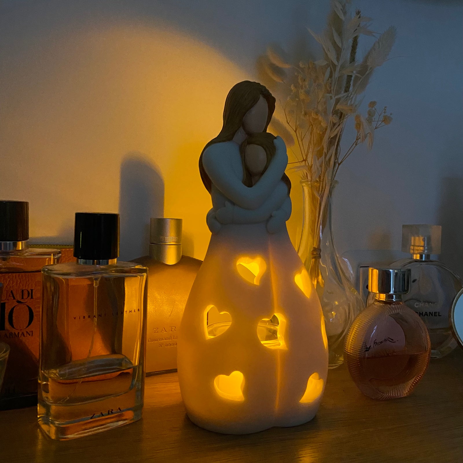 Mom & Daughter Gifts - Candle Holder Statue W/ Flickering LED