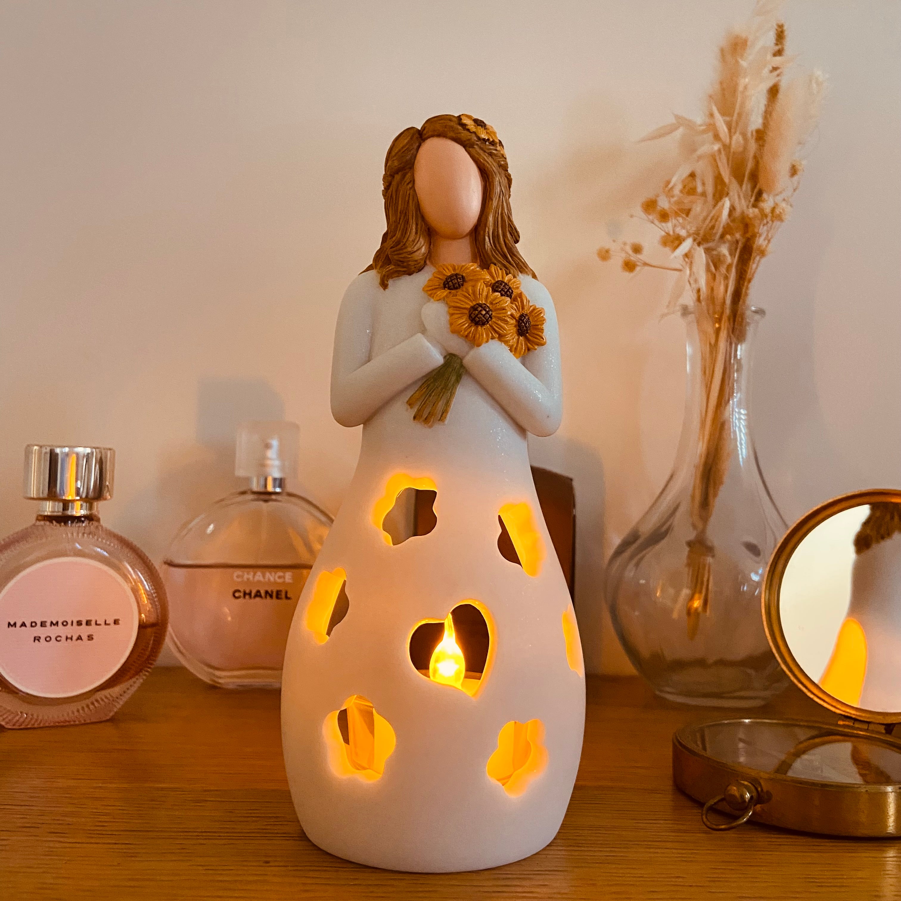 Sunflower Gifts for Women - Sunflower Girl Candle Holder W/Flickering –  OakiWay