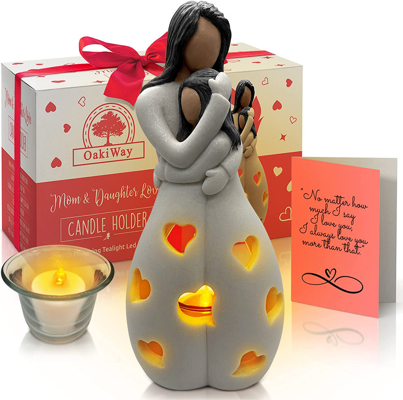 Mom & Daughter Gifts - Candle Holder Statue W/ Flickering LED