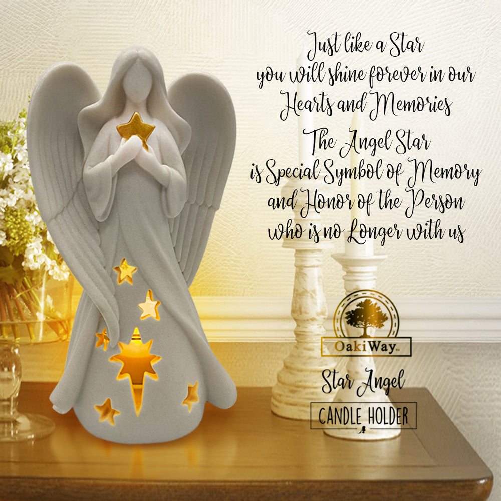 Star Angel Candle Holder Statue, Sympathy Gift for Loss of Loved