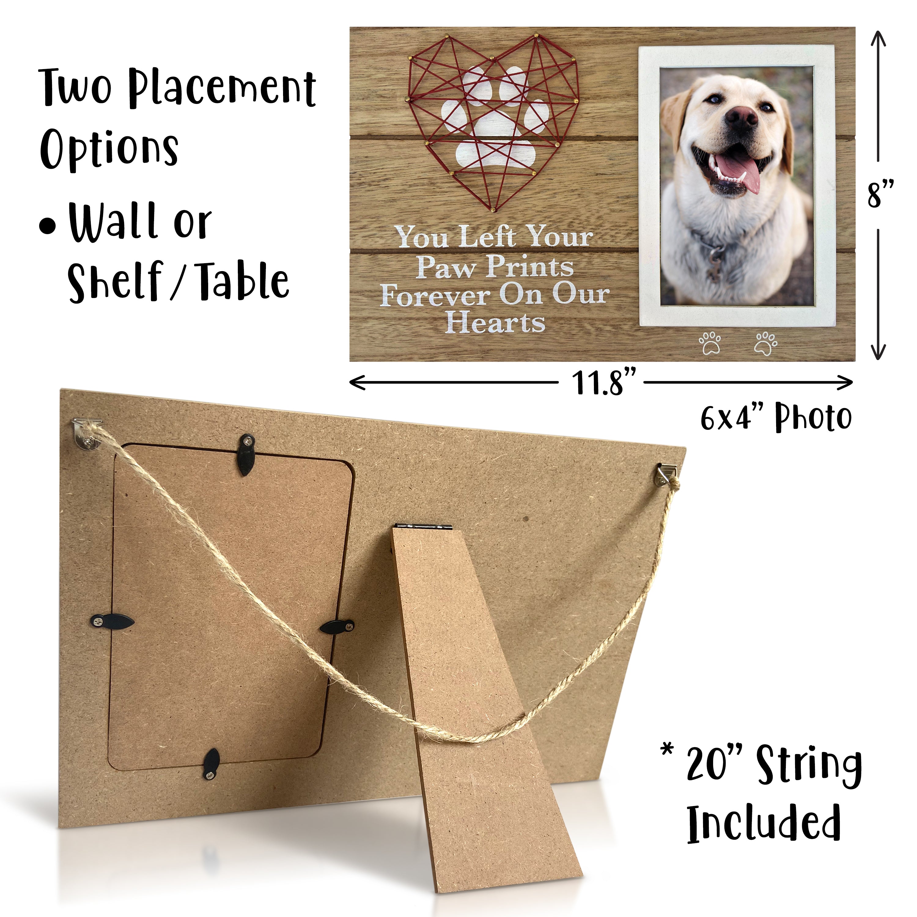 4"x6" Pet Memorial Picture Frame with Paw Prints & Woven Heart Design
